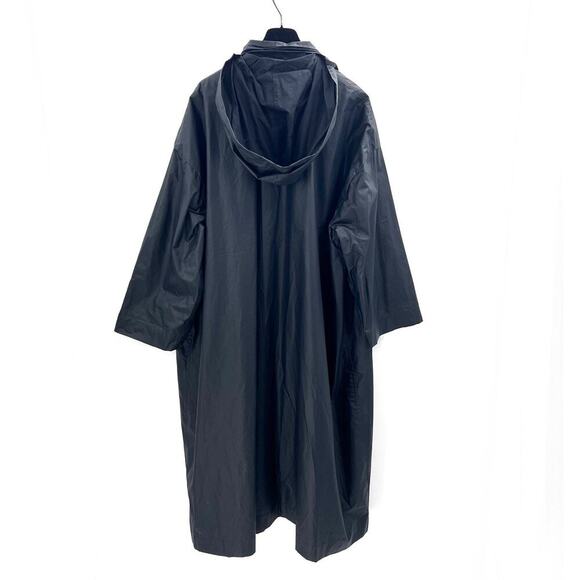Eskandar Black Extra Long Hooded Boxy Raincoat Womens Size 2 - Picture 3 of 9